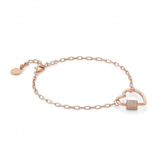 Charming Silver Cubic Zirconia Rose Gold Heart Bracelet 148501/007