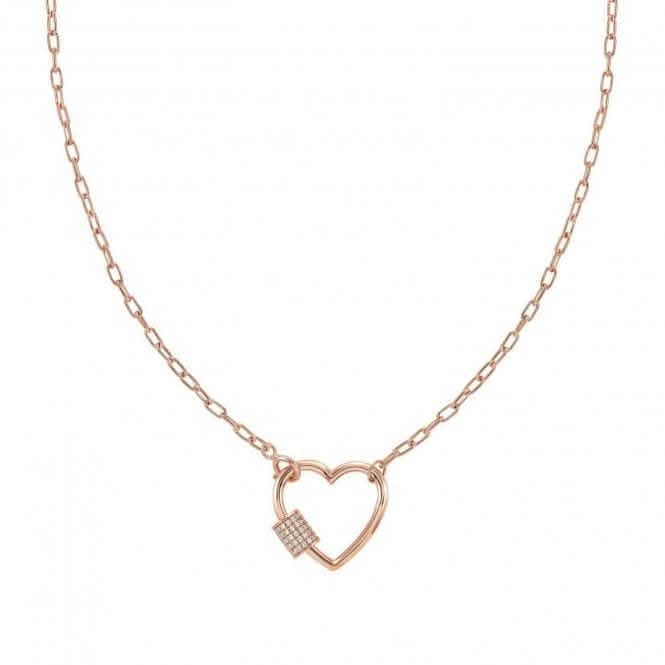Charming Silver Cubic Zirconia Rose Gold Heart Necklace 148503/007