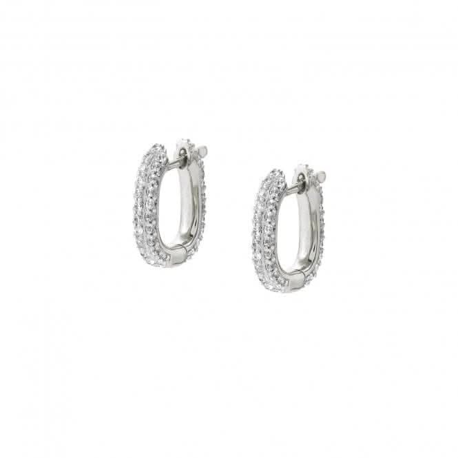 Charming Silver Cubic Zirconia Simple Silver Hoop Earrings 148505/010