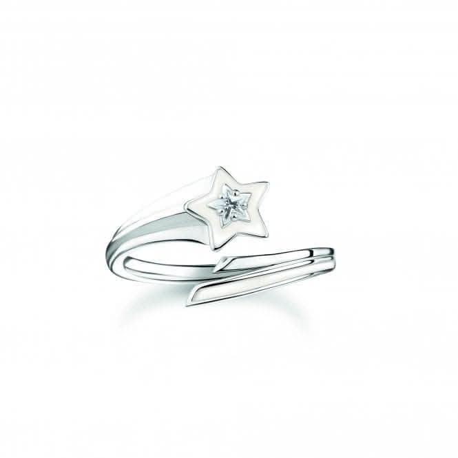 Charming Sterling Silver Enamel Zirconia White Star Ring TR2443-041-14