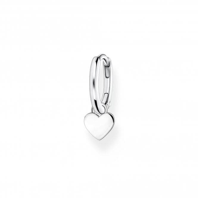 Charming Sterling Silver Heart Single Hoop Earring CR696-001-21