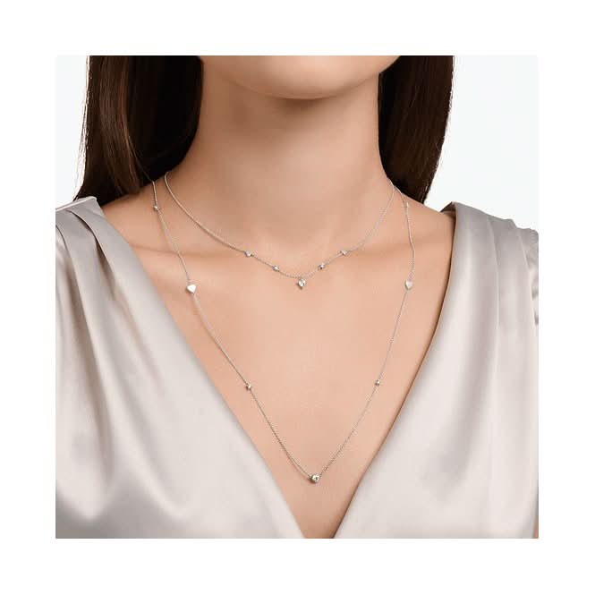 Charming Sterling Silver Hearts And White Stones Necklace KE2154 - 051 - 14 - L42VThomas Sabo Charm Club CharmingKE2154 - 051 - 14