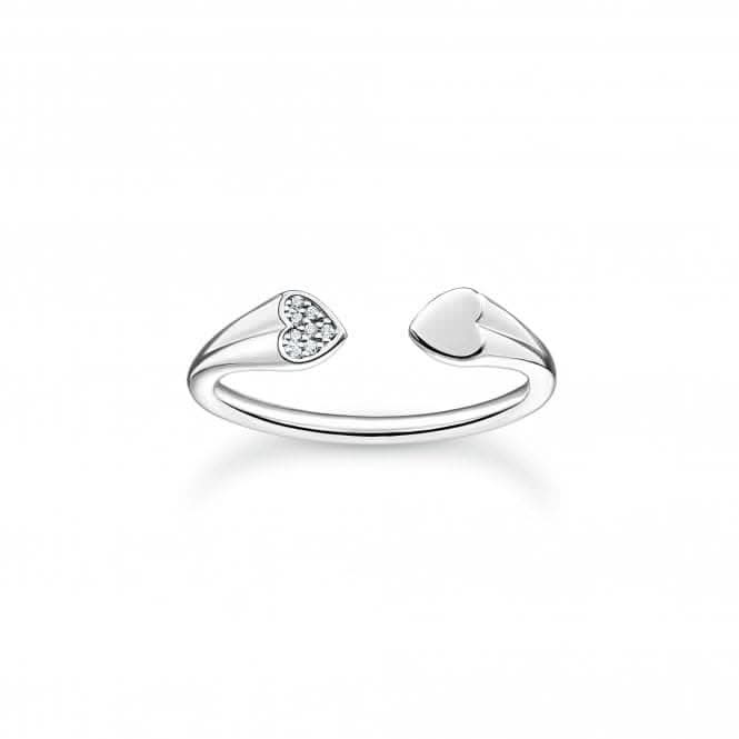 Charming Sterling Silver White Hearts Ring TR2392-051-14