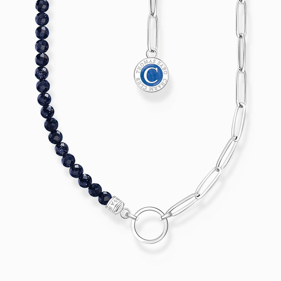 Charmista Blue Sterling Silver Enamel Necklace KE2189-007-32-L45v