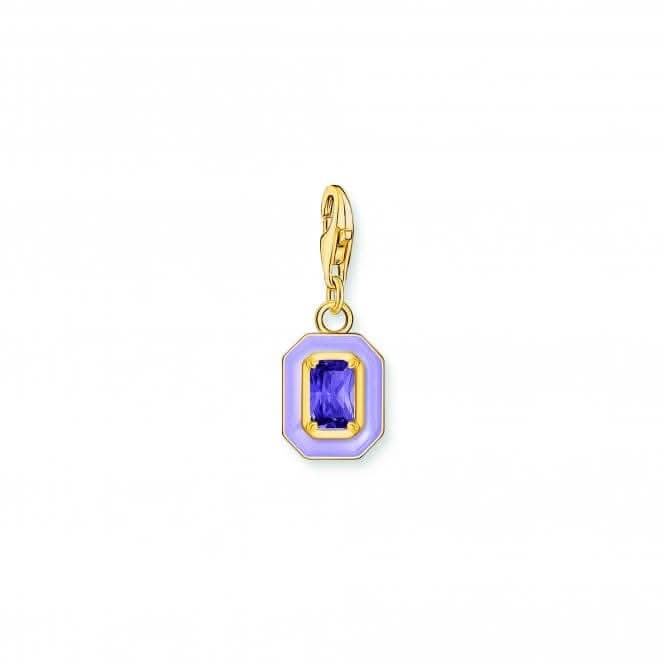 Charmista Enamel Violet Pop Gold Plated Octagon Charm 2034-565-13