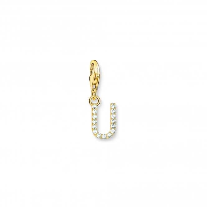 Charmista Gold Plated Zirconia Charm Letter U Pendant 1984-414-14