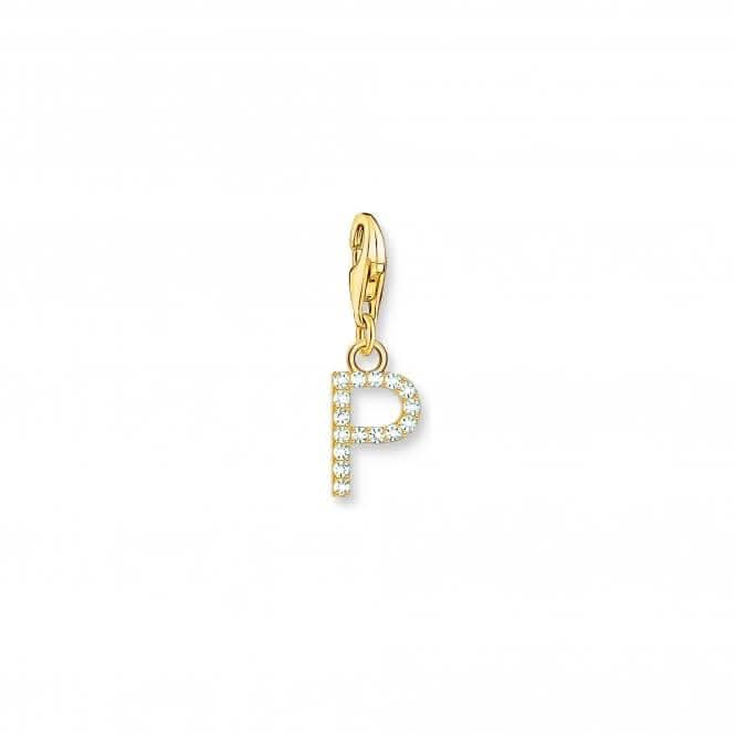 Charmista Gold Plated Zirconia Letter P Charm Pendant 1979-414-14