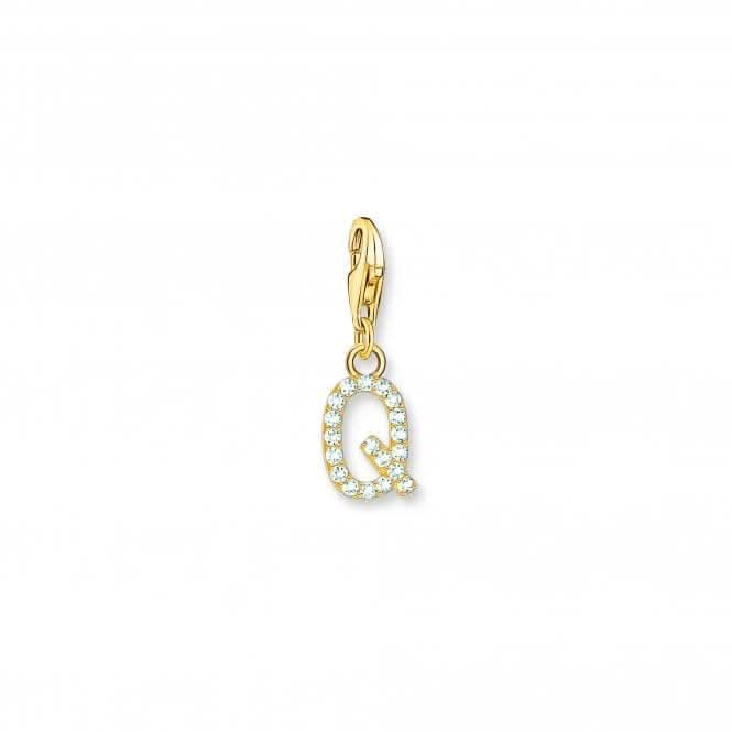 Charmista Gold Plated Zirconia Letter Q Charm Pendant 1980-414-14