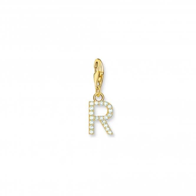 Charmista Gold Plated Zirconia Letter R Charm Pendant 1981-414-14