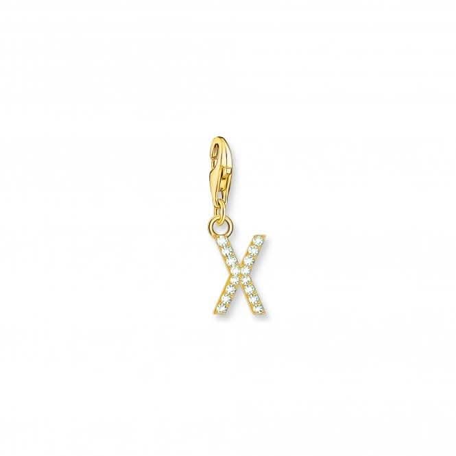 Charmista Gold Plated Zirconia Letter X Charm Pendant 1987-414-14