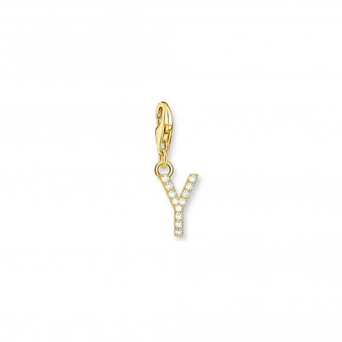 Charmista Gold Plated Zirconia Letter Y Charm Pendant 1988-414-14