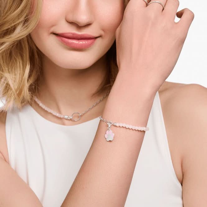 Charmista Pink Cold Enamel Rose Quartz Bracelet A2130-067-9