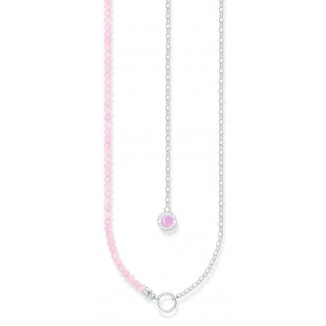 Charmista Pink Cold Enamel Rose Quartz Necklace KE2190-067-9