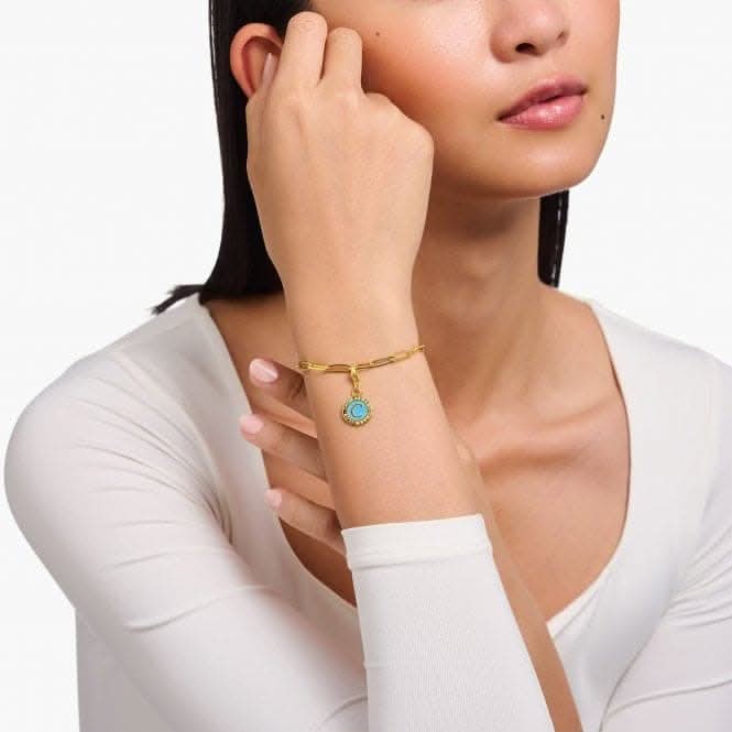 Charmista Turquoise Sterling Silver Gold Plated Enamel Coin Charm 2099-427-17