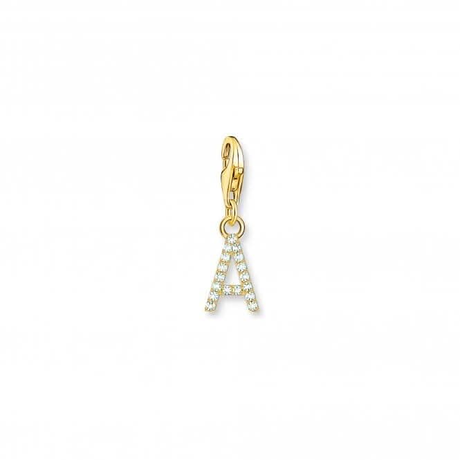Charmista White Gold Plated Zirconia Letter A Charm Pendant 1964-414-14