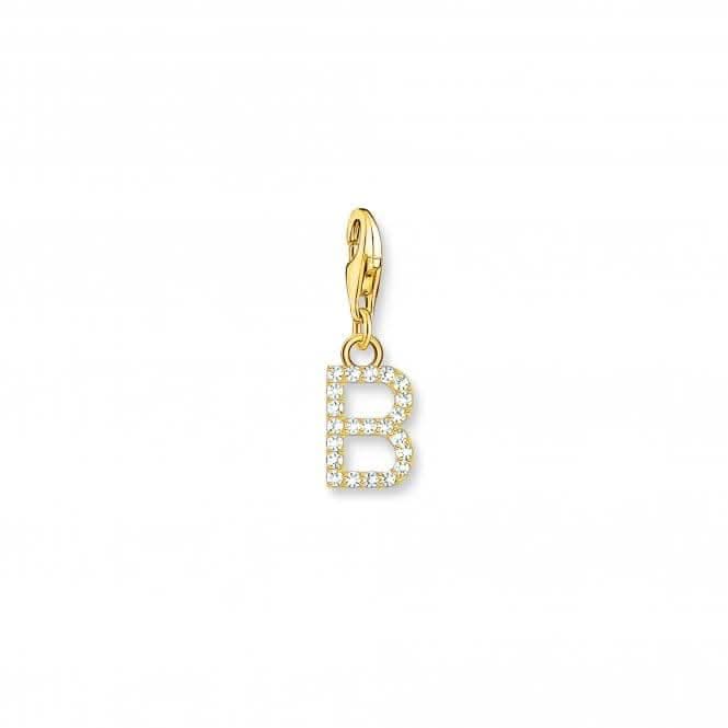 Charmista White Gold Plated Zirconia Letter B Charm Pendant 1965-414-14