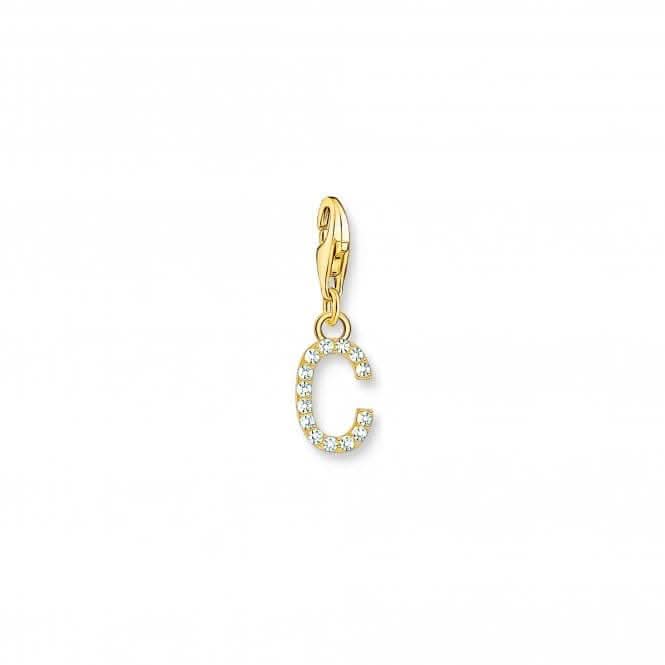 Charmista White Gold Plated Zirconia Letter C Charm Pendant 1966-414-14