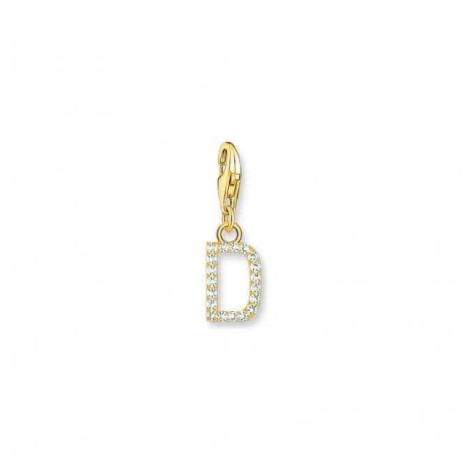Charmista White Gold Plated Zirconia Letter D Charm Pendant 1967-414-14