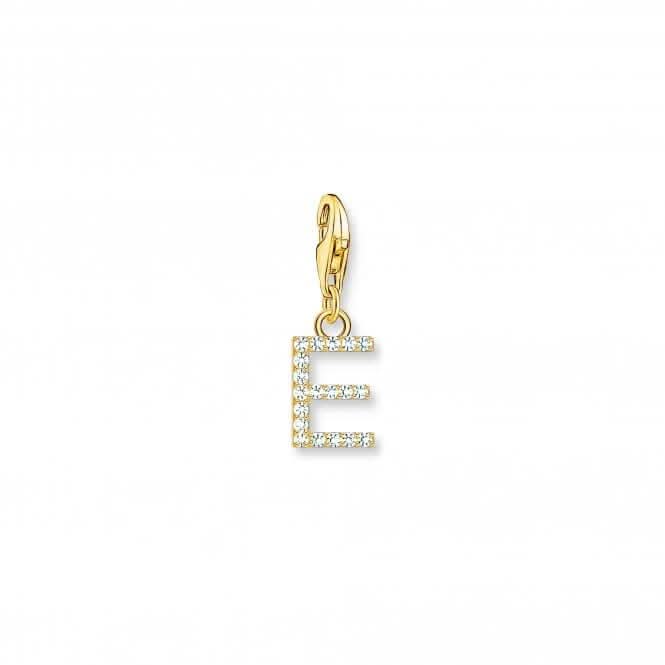 Charmista White Gold Plated Zirconia Letter E Charm Pendant 1968-414-14