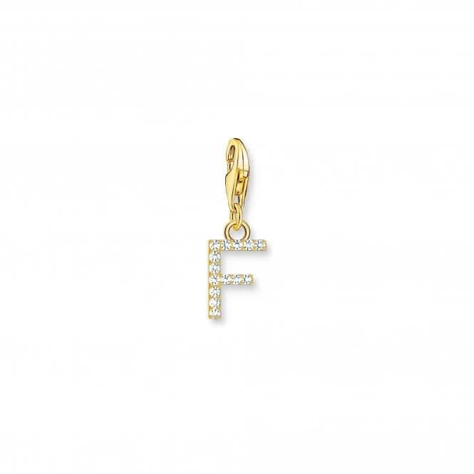 Charmista White Gold Plated Zirconia Letter F Charm Pendant 1969-414-14