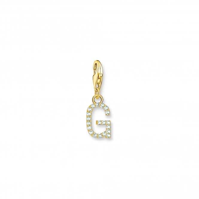 Charmista White Gold Plated Zirconia Letter G Charm Pendant 1970-414-14