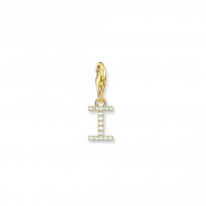 Charmista White Gold Plated Zirconia Letter I Charm Pendant 1972-414-14