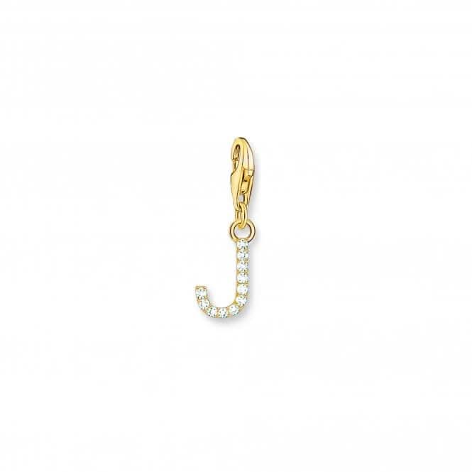 Charmista White Gold Plated Zirconia Letter J Charm Pendant 1973-414-14