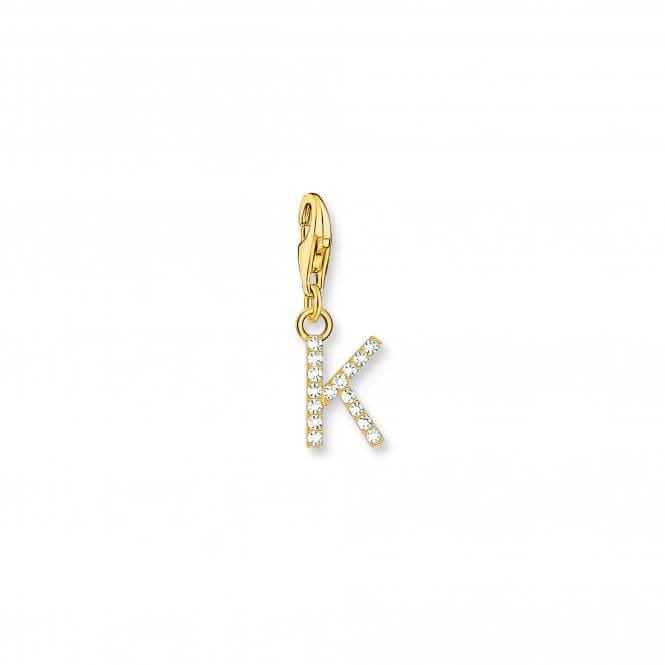 Charmista White Gold Plated Zirconia Letter K Charm Pendant 1974-414-14