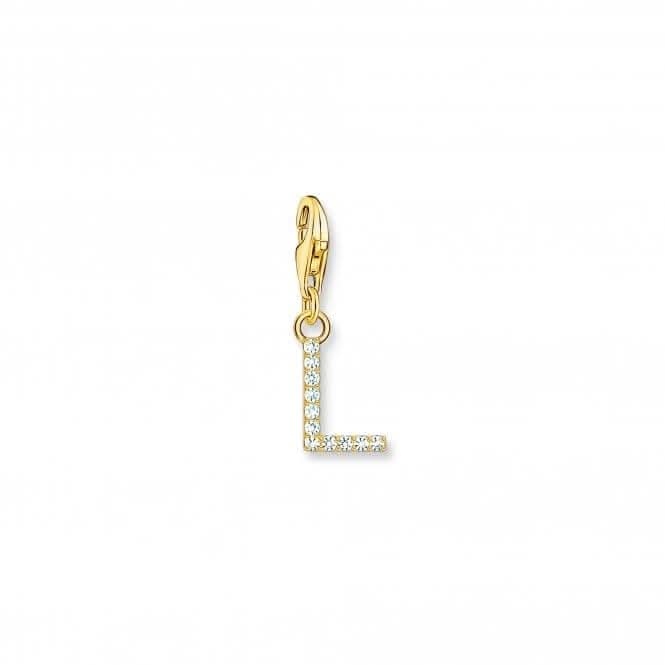 Charmista White Gold Plated Zirconia Letter L Charm Pendant 1975-414-14