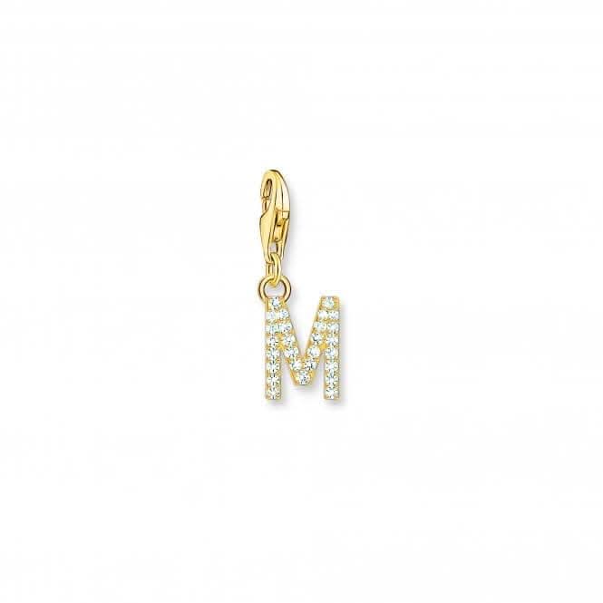 Charmista White Gold Plated Zirconia Letter M Charm Pendant 1976-414-14