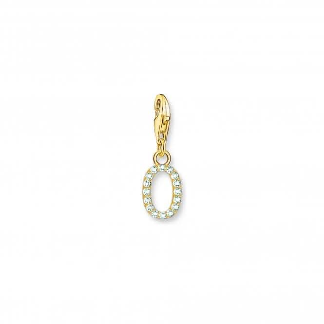 Charmista White Gold Plated Zirconia Letter O Charm Pendant 1978-414-14