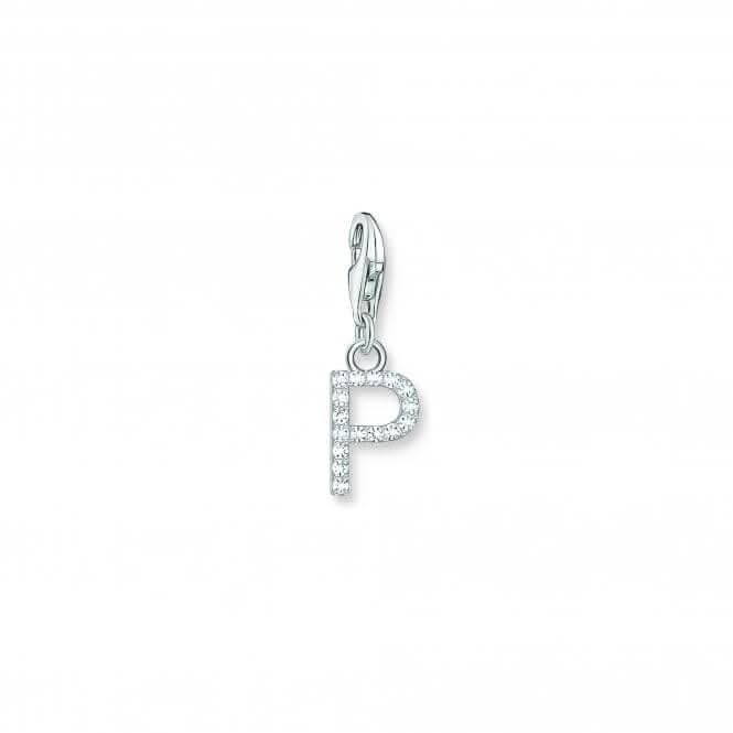 Charmista White Zirconia Letter P Charm Pendant 1953-051-14