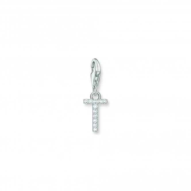 Charmista White Zirconia Letter T Charm Pendant 1957-051-14