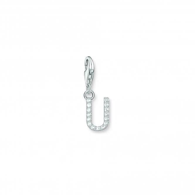 Charmista White Zirconia Letter U Charm Pendant 1958-051-14