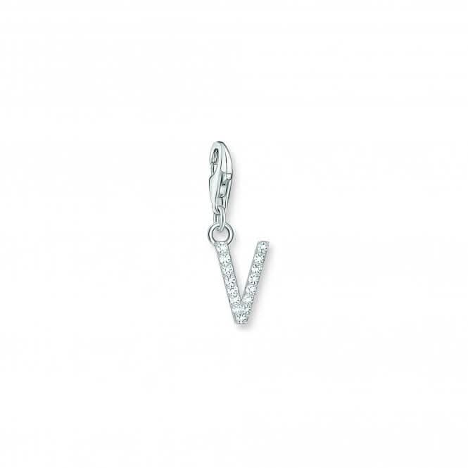 Charmista White Zirconia Letter V Charm Pendant 1959-051-14