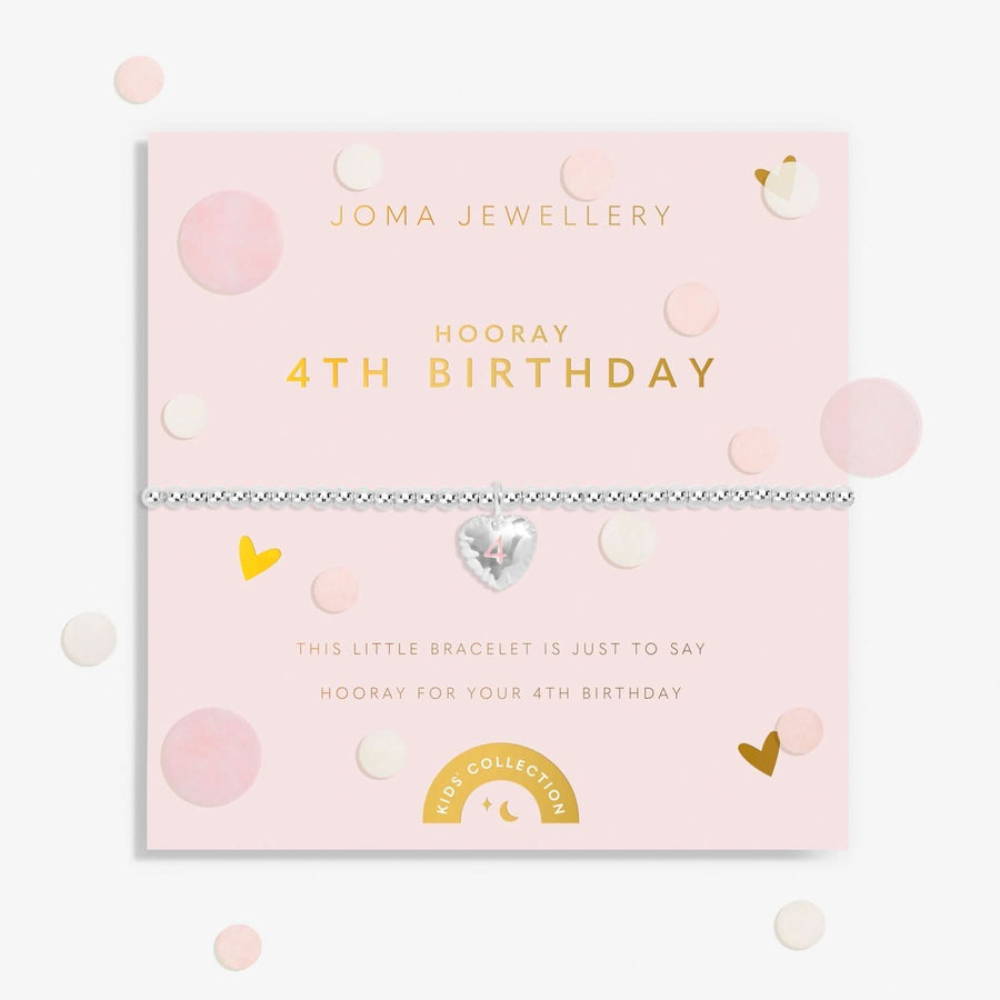 Children's Confetti A Little 4th Birthday Silver Plated Bracelet C840