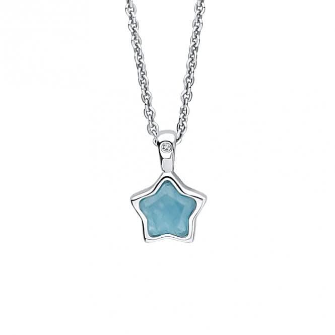 Children's December Teal Quartz Star And Diamond Pendant P5371T