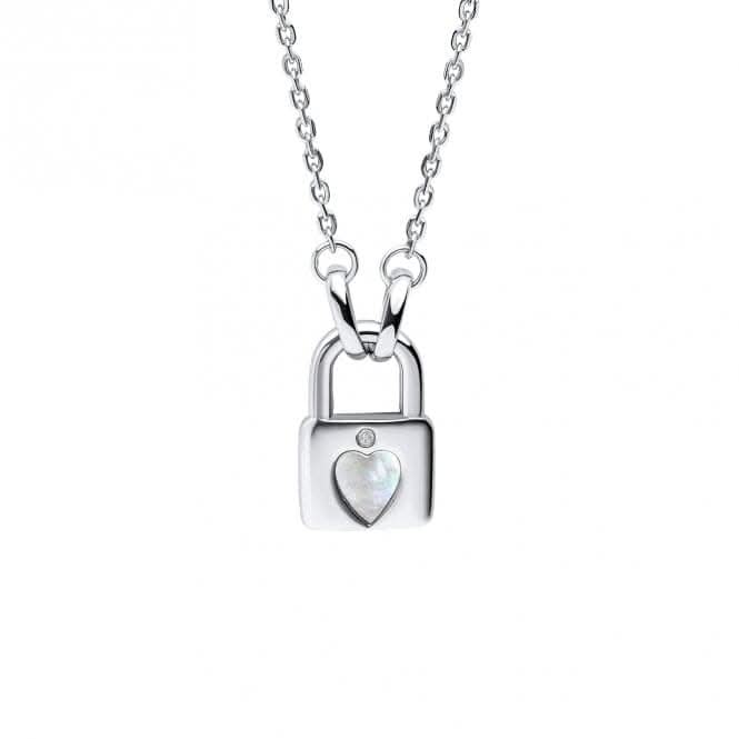 Children's Mother of Pearl Diamond Padlock Heart Necklace N4581WD for DiamondN4581W