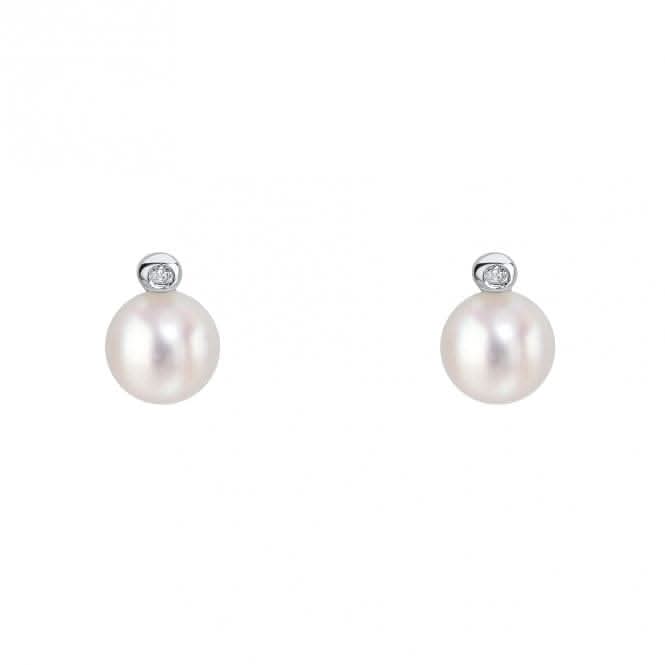 Children's White Freshwater Pearl Diamond Earrings E6392W
