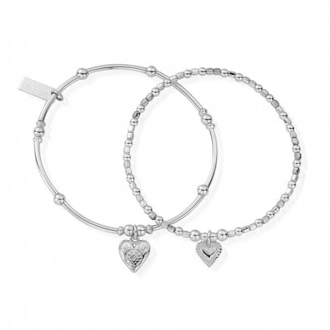 CHLOBO Compassion Bracelet Set - 925 Sterling Silver, Handmade Heart Charms, AnchorCert Approved