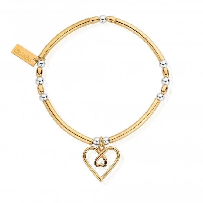 ChloBo Gold and Silver Divine Love Heart Bracelet GMBNBR1130