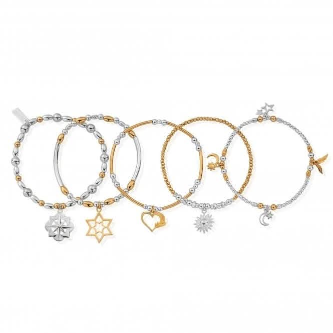ChloBo Gold and Silver Inner Spirit Stack of 5 GMBSTA5IS