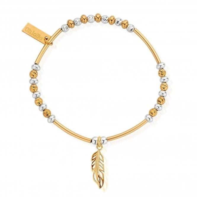 ChloBo Gold and Silver Sparkle Filigree Feather Bracelet GMBSBNH1089ChloBoGMBSBNH1089