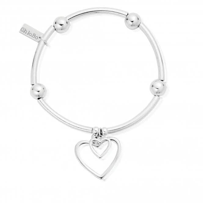 ChloBo Noodle Ball Double Open Heart Bracelet SBNB007028ChloBoSBNB007028