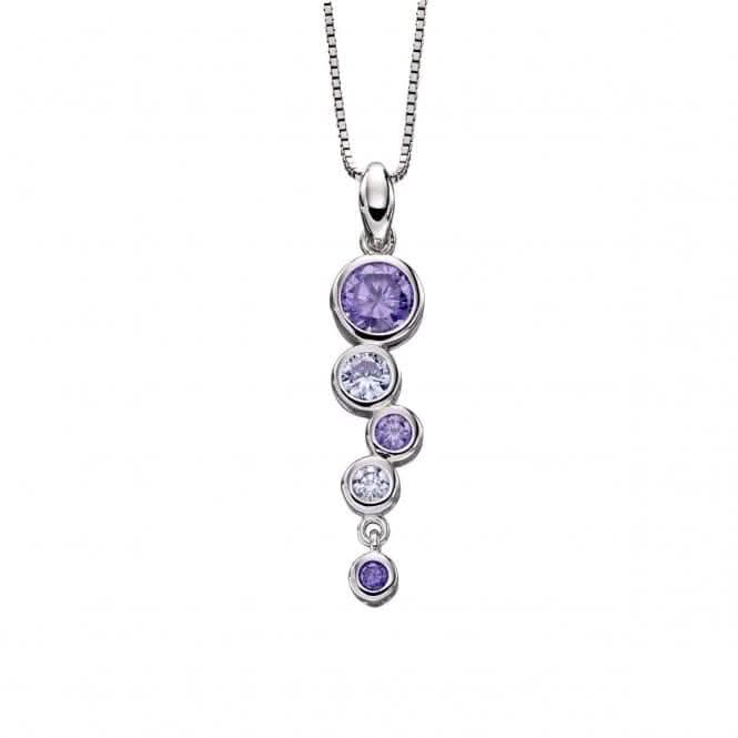 Fiorelli Silver Drop Circle Purple CZ Pendant P4654M