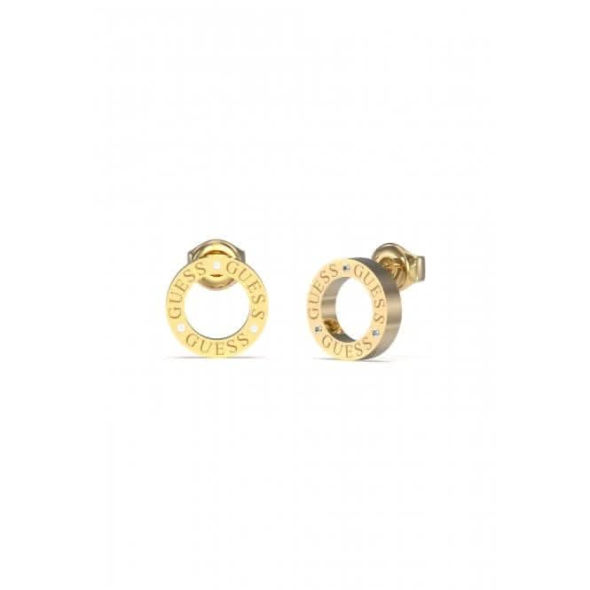 Circle Lights 14mm Logo Gold Earrings UBE03173YG