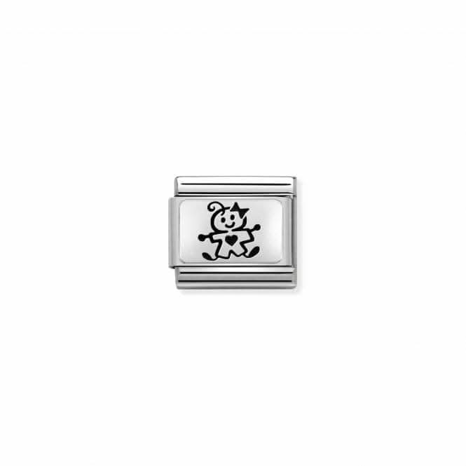 Classic Oxidised Plate Steel Silver Baby Girl Link 330109/51