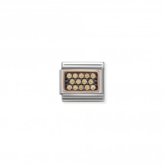 Classic Pave Zirconia Gold Rectangle Champagne Link 430313/04