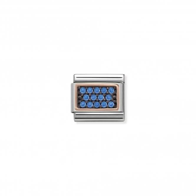 Classic Pave Zirconia Gold Rectangle Light Blue Link 430313/06