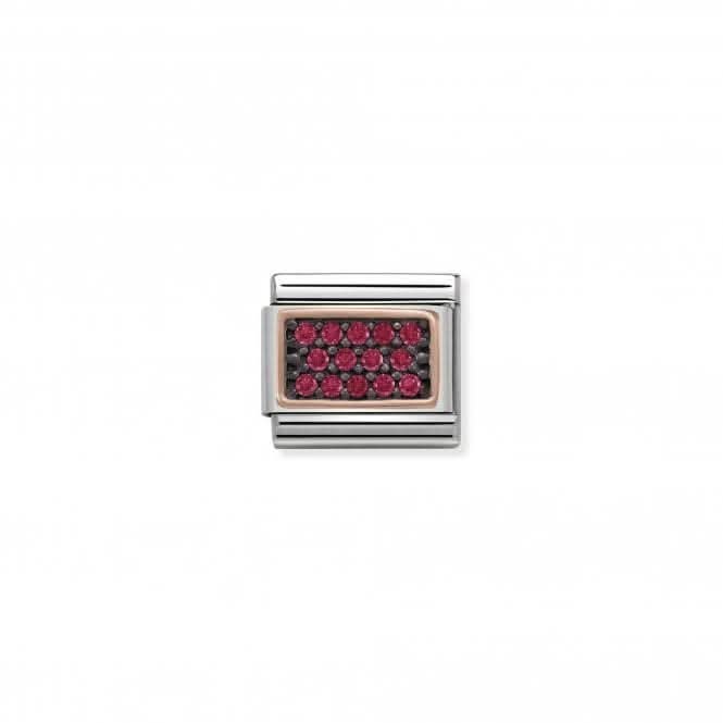 Classic Pave Zirconia Rose Gold Rectangle Fuchsia Link 430313/05